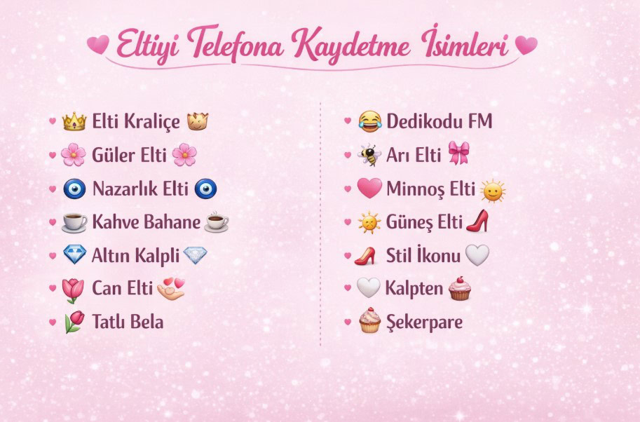 eltiyi telefona kaydetme isimleri