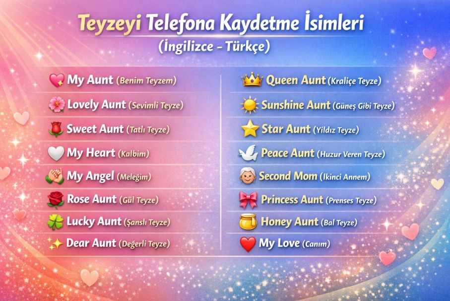 teyzeyi telefona kaydetme isimleri